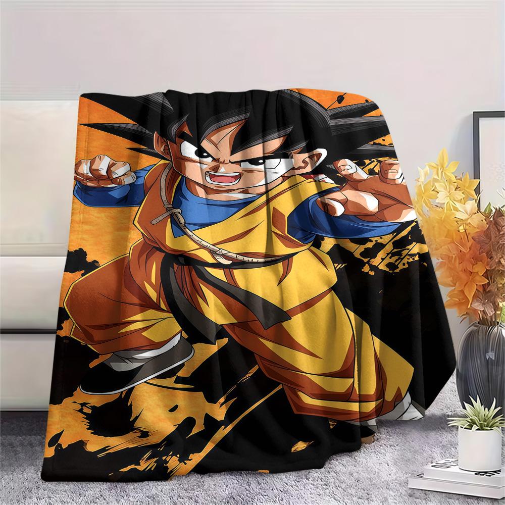 1PC Son Goku Patterned Flannel Blanket Suitable For All Seasons For Home Decor Warmth And Comfort Gifts Holiday Present