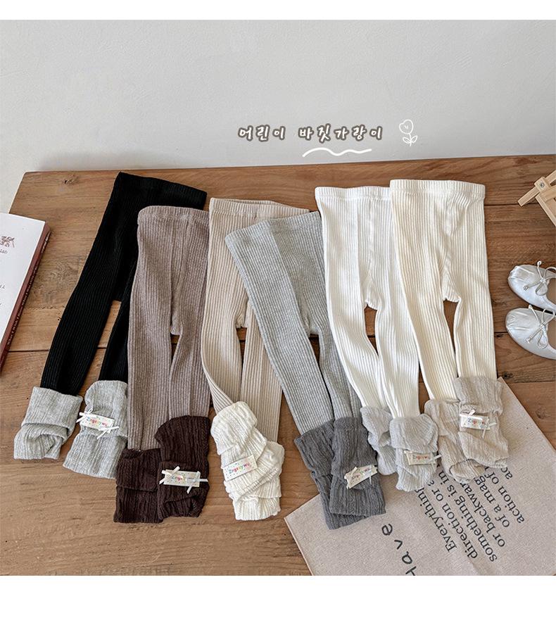 2025 Korean Style Knitted Scrunch Leggings & Tights Combo - Nine-Point Girls' Cotton Leg Warmers