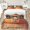 3pcs Glasses Capybara Print Duvet Cover Set -Includes 1 Duvet Cover and 2 Pillowcases, No Quilt Core, All-Season Home Decor  yy251111201