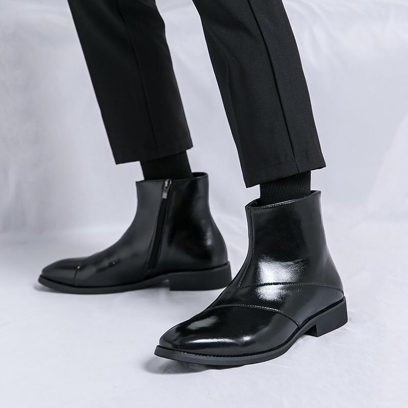 Men's high top leather shoes Trendy minimalist design style Outdoor Fashion Party Daily office and business men's short boots