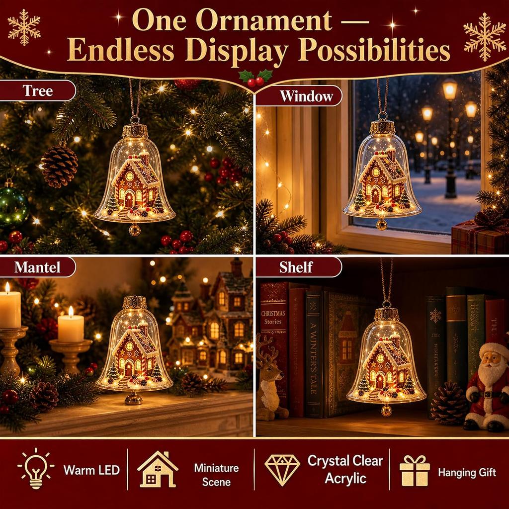 7 Pezzi Addobbi Luminosi per la Natività - Mini Globo con Scena Natalizia Lampada da Notte 8 cm Decorazioni Appese Antirottura per Albero Camino Ghirlanda