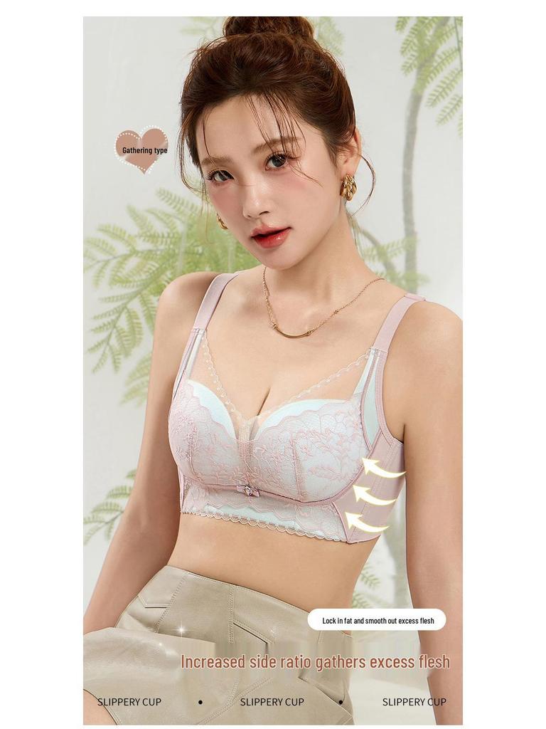 Lace Push-Up Wire-Free Bra for Small Busts - Adjustable, Skin-Friendly, Anti-Sagging Support