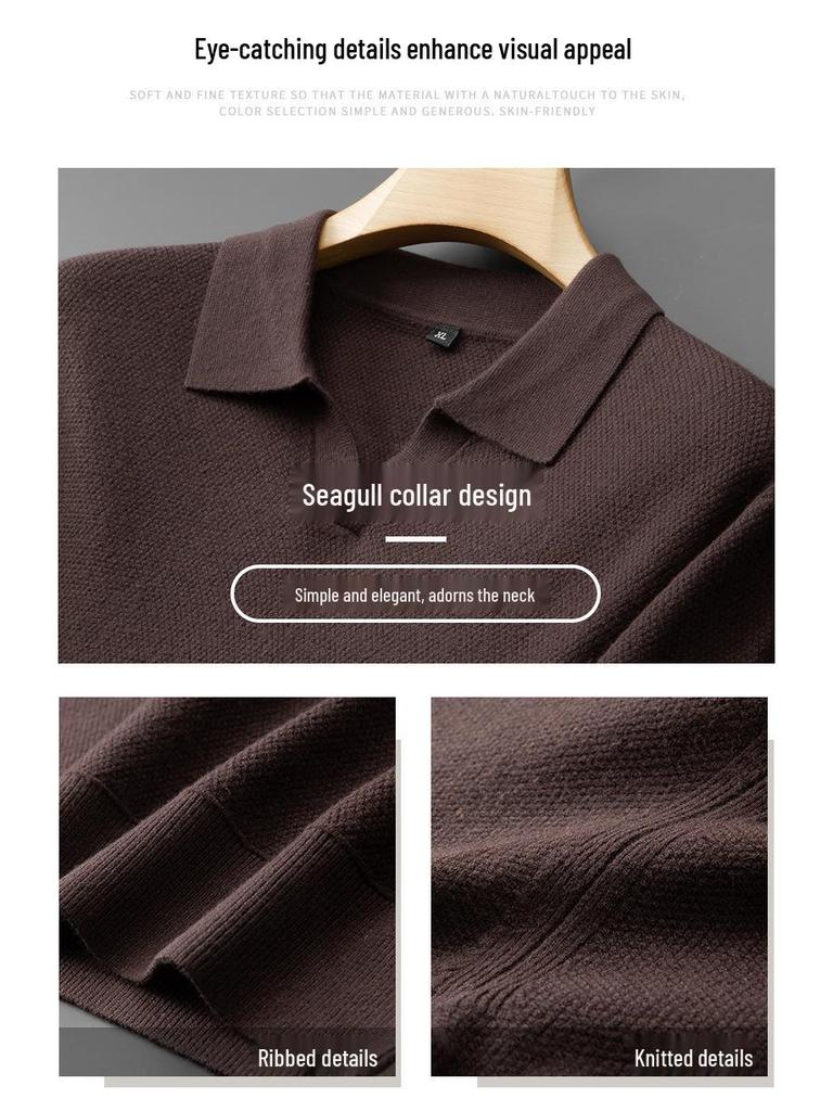 Fat Little Brother Men's Plus Size Lapel Sweater - Trendy Base Layer for Autumn/Winter 2025.