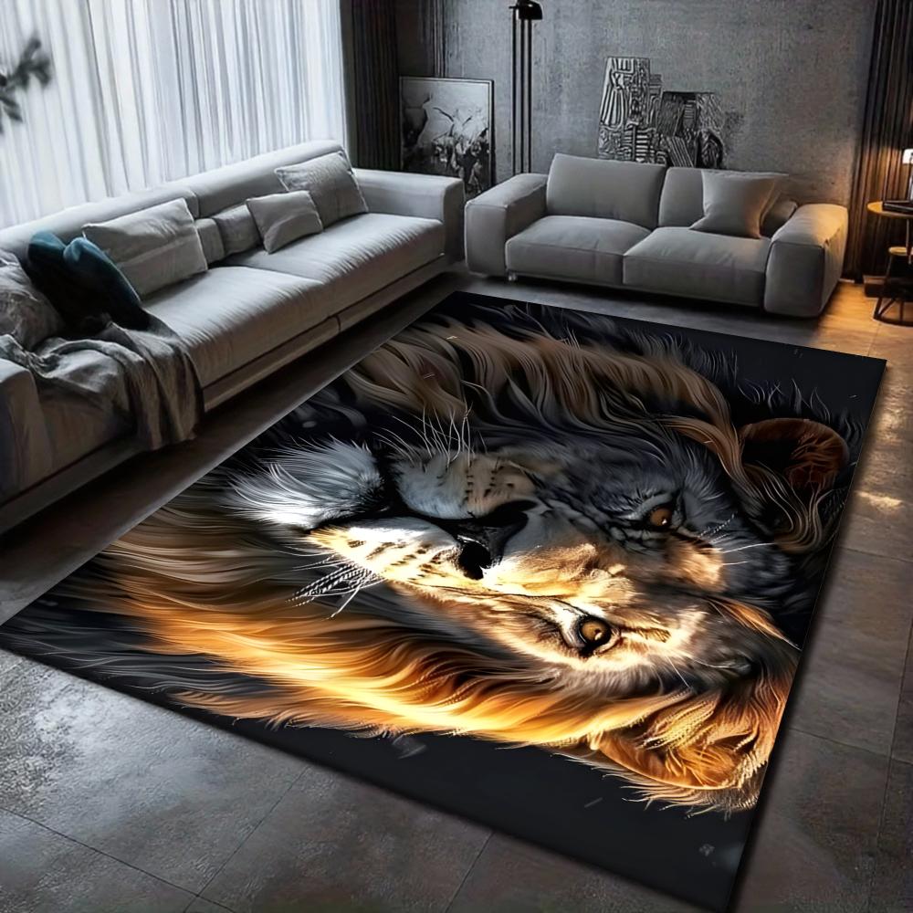 Luxury Lion Pattern Area Rug Animal Art Home Decor Carpet Soft Non-slip Floor Protector Mat for Living Room Bedroom