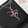 Bunte Ballett Strass Halskette mit Anhänger eines tanzenden Mädchens, Niedlicher Cartoon Schmuck Ideal für Weihnachtsgeschenk