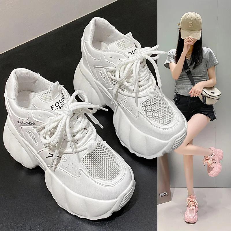 Mode 10cm Plateau Muffin Daddy Schuh Frau Sommer 2024 Neu Koreanische Version Kleine Höhenerhöhung Lässig Sport Damen Schuh Trend