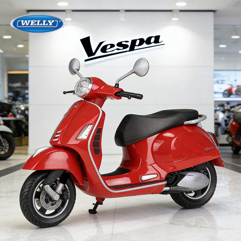 Welly 1/12 Vespa GTS Super 2020 Modello di Motocicletta in Metallo pressofuso Giocattolo Veicolo da Collezione Moto Fuoristrada Autociclo Giocattoli Auto