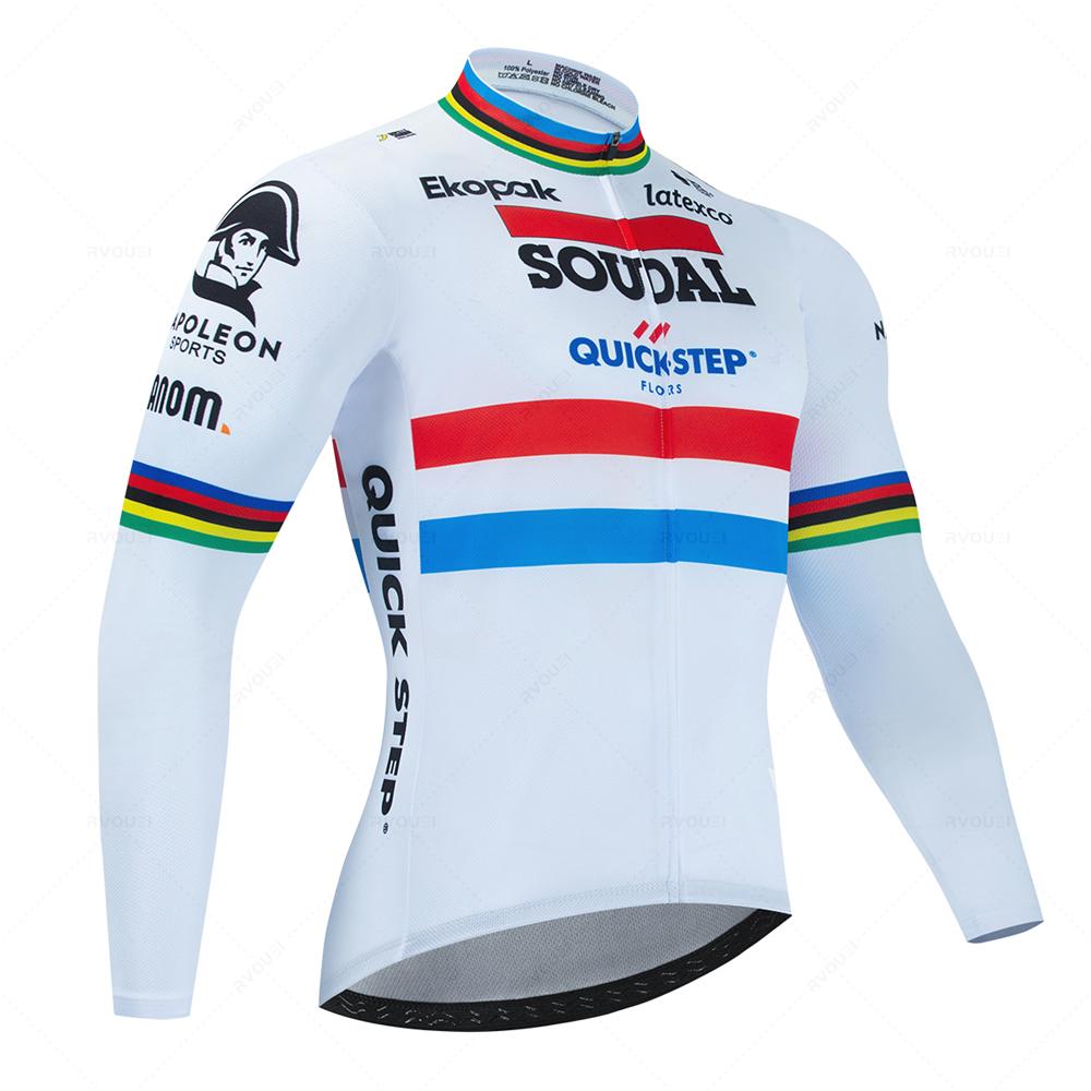 Soudal Quick Step 2026 Autumn Cycling Set Long Sleeve Jersey MTB Riding Sportswear Road Bike Clothing Bib Pants Bicycle Uniform