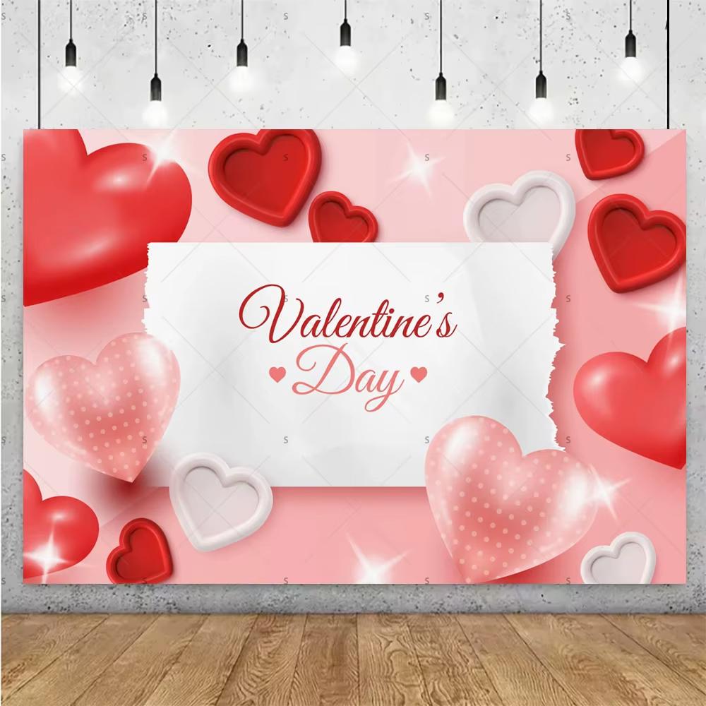 Balloon Red Love Heart Rose Background Happy Valentines Day Backdrop Supplies Valentines Day Party Decoration Photo Shoot Pro