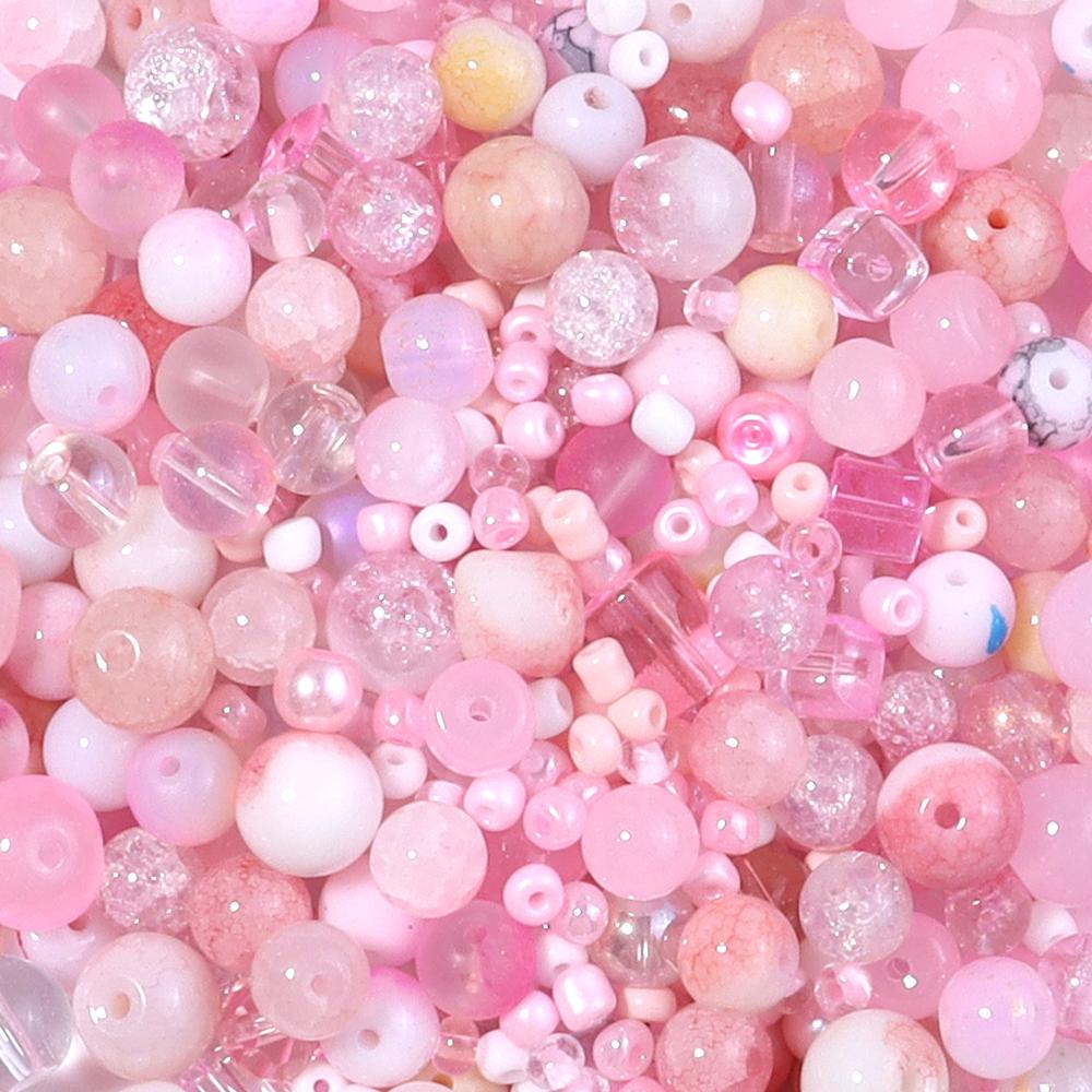 50g 3-12mm Mixed Size Glass Beads Colorful Loose Spacer Bead For Jewelry Making DIY Bracelet Necklace Phone Keychain Accessories