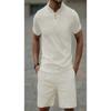 Men Casual Sports Waffle Short Sleeve And Shorts Two Piece Set