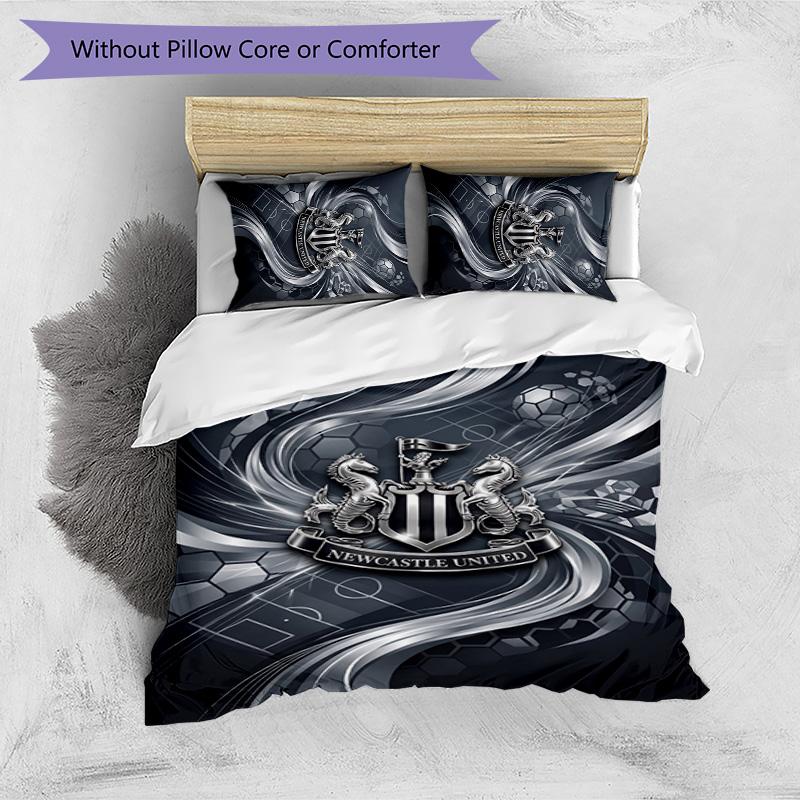 Set Lenzuola Stampato Newcastle United Football 3 Pezzi, Comodo Set Copripiumino per Camera da Letto Amico della Pelle