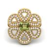 1.33 Ctw Square Peridot 925 Sterling Silver Gold Vermeil Cocktail Cluster Women Wedding Ring