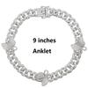 17cm 19cm 23cm 25cm 10mm Width Cuban Chain butterfly Charm Bracelet Anklet for Women Jewelry