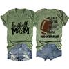 Summer new Vneck Tshirt Football Mom print loose casual shortsleeved top ladies all fashion pullover