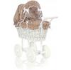 Sweet Baby Wicker Doll Stroller High with Bedding Set