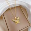 Empty Butterfly Full Diamond Light Luxury Temperament Gorgeous Full Diamond Necklace Female Versatile Collarbone Chain Titanium Steel Chain