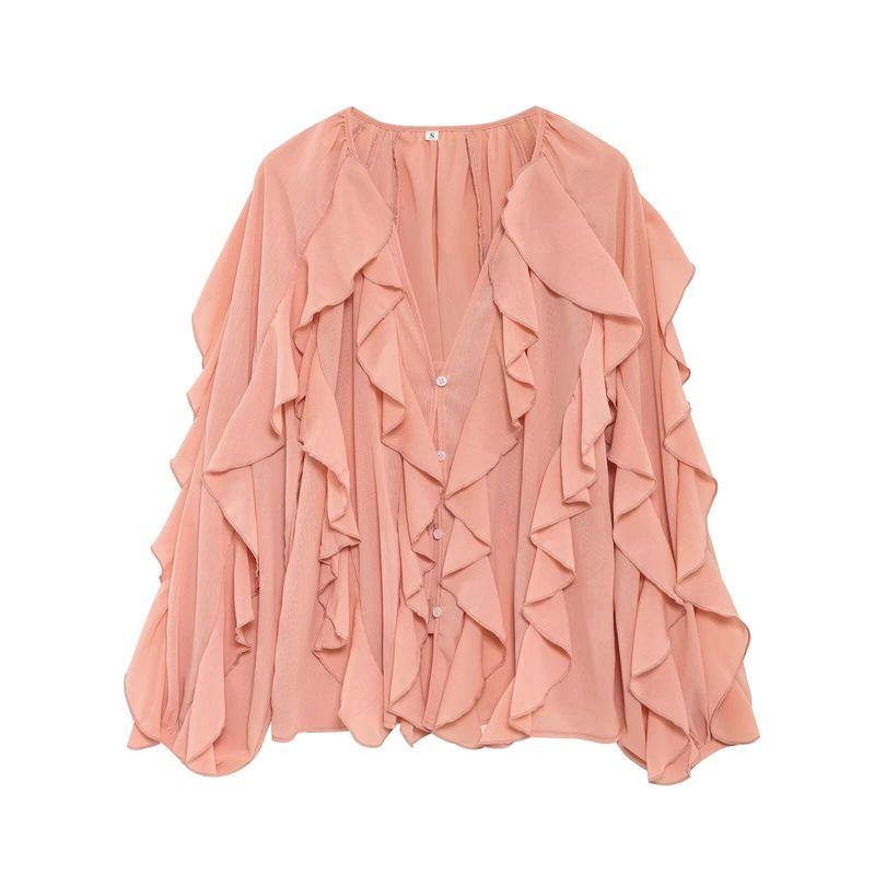 Kaslead New Arrival Women's Fashion Style Fashion Minimalist Laminated Decoration Shirt 4786063