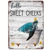 Vintage Metal Tin Sign Turtle Wall Art Retro Decor for Bathroom Home