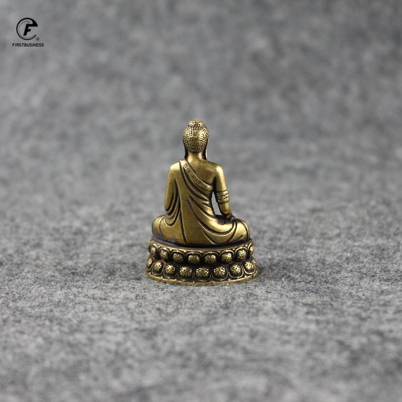 Retro Brass Buddha Sakyamuni Statue Small Portable Pocket Sitting Buddha Sculpture Home Decor Office Desk Decorations Ornaments
