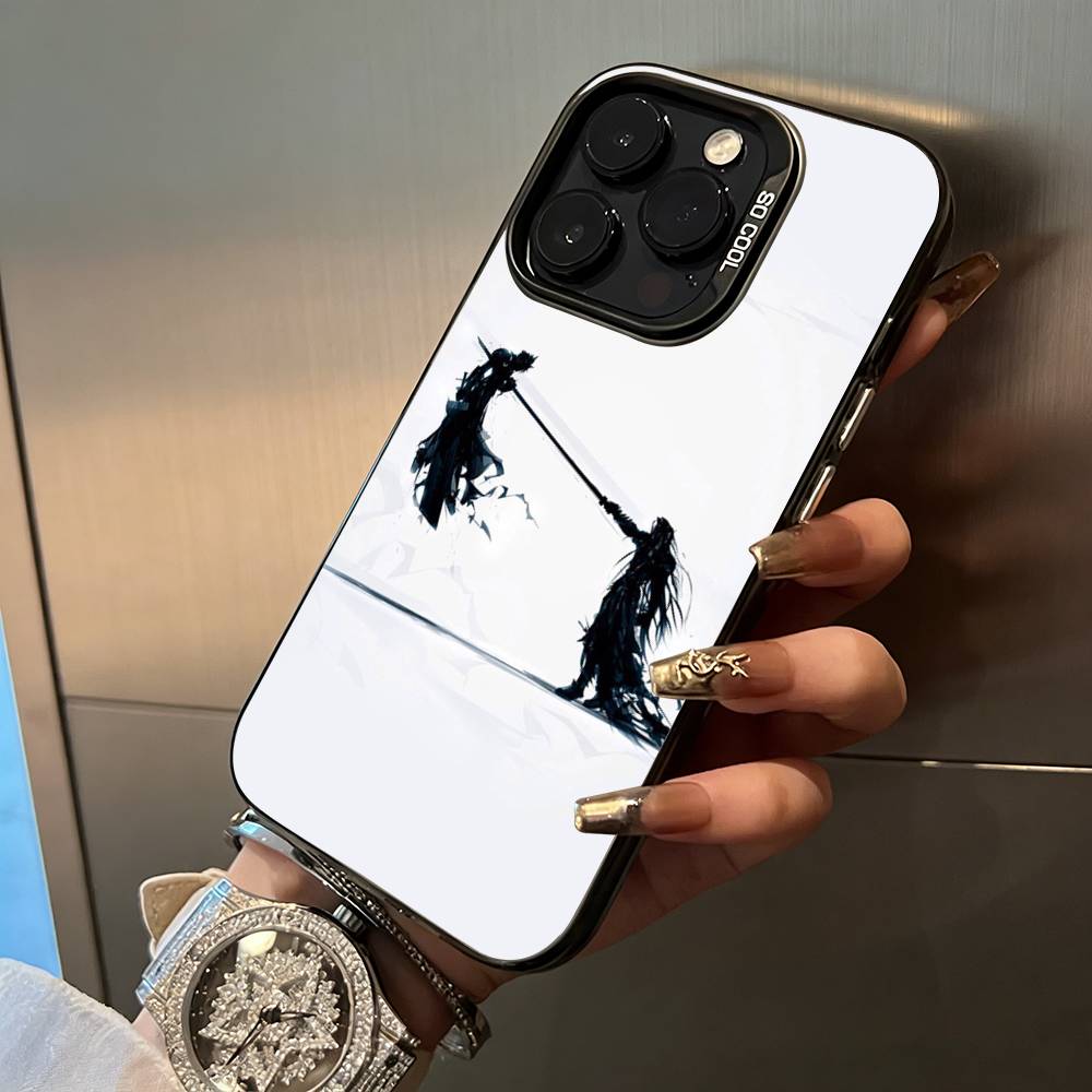 Hot anime-B-L-E-A-C-H Phone Case For iPhone 17,16,15,14,13,12,11 Plus Pro Max Colored Silver Phone Case