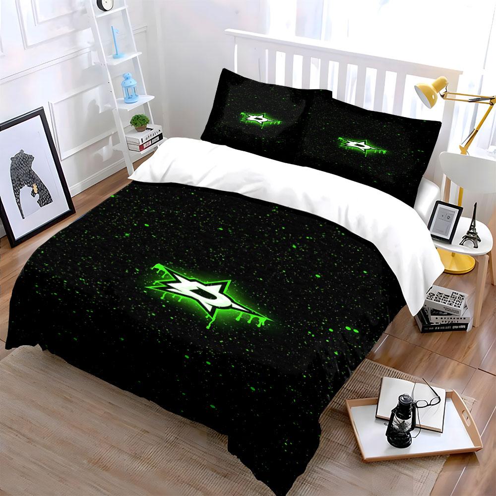 "Green Glowing Star with Dripping Effect" Print Bedding Set Duvet Cover Pillowcases (1* Duvet Cover 2* Pillowcases Do Not Include Comforter)
