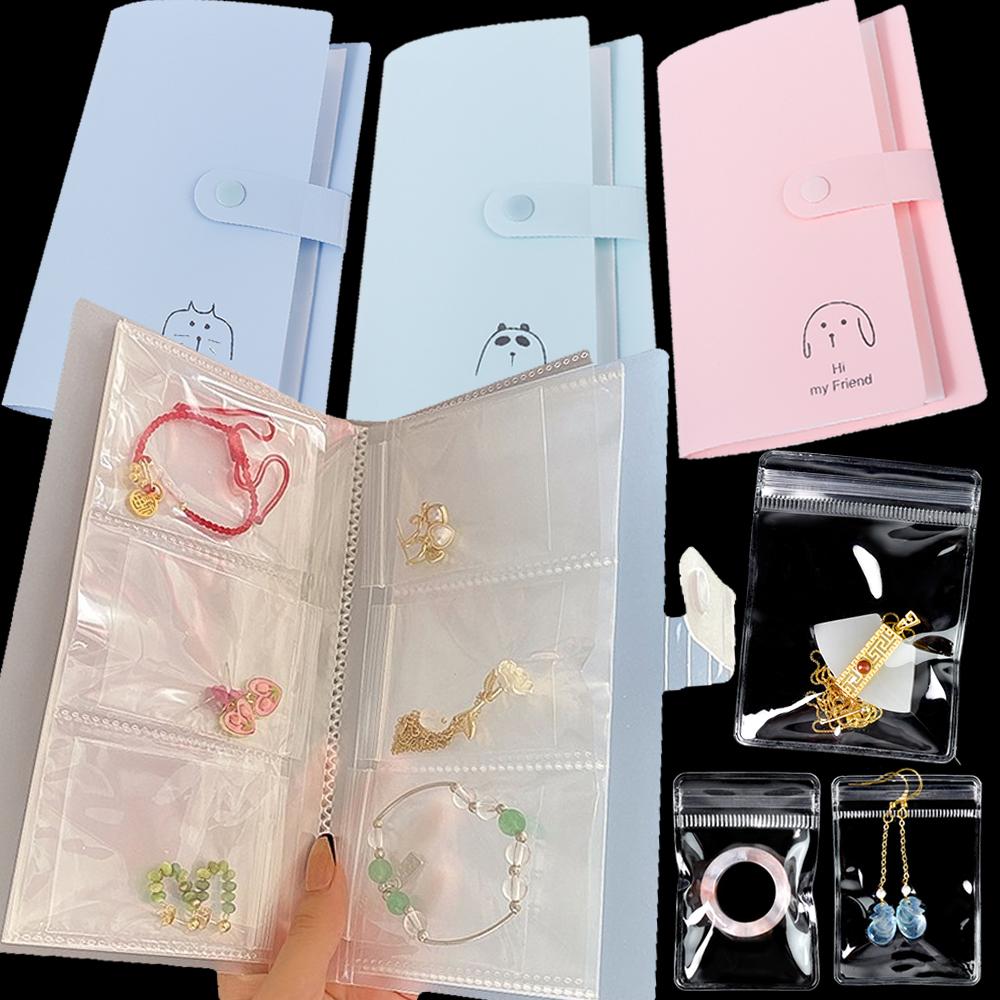 240Grid Transparent Jewelry Organizer Storage Albums Gift with Box Reclosable Necklace Rings Earring Bags Portable Jewelry Boxes
