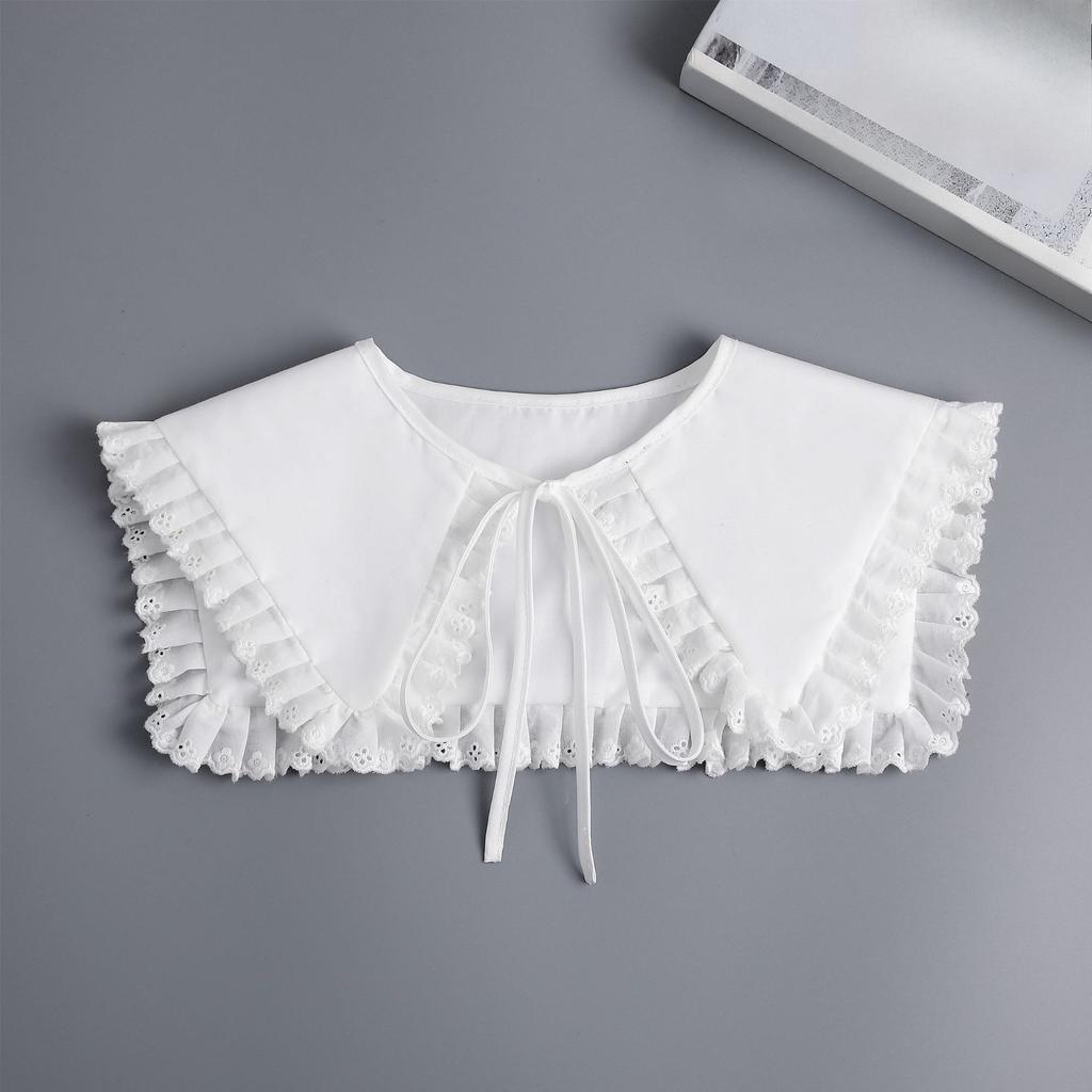 Women Lace Shirt Detachable Collar Wraps Blouse Tops Lapel Fake Collar Shawls Ladies Dress Small Cape Fuax Cols Decor