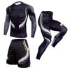Mens Quick-Dry Athletic Set: Compression Running Pants Long-Sleeve Tee Gym Basketball Outdoor Fitness