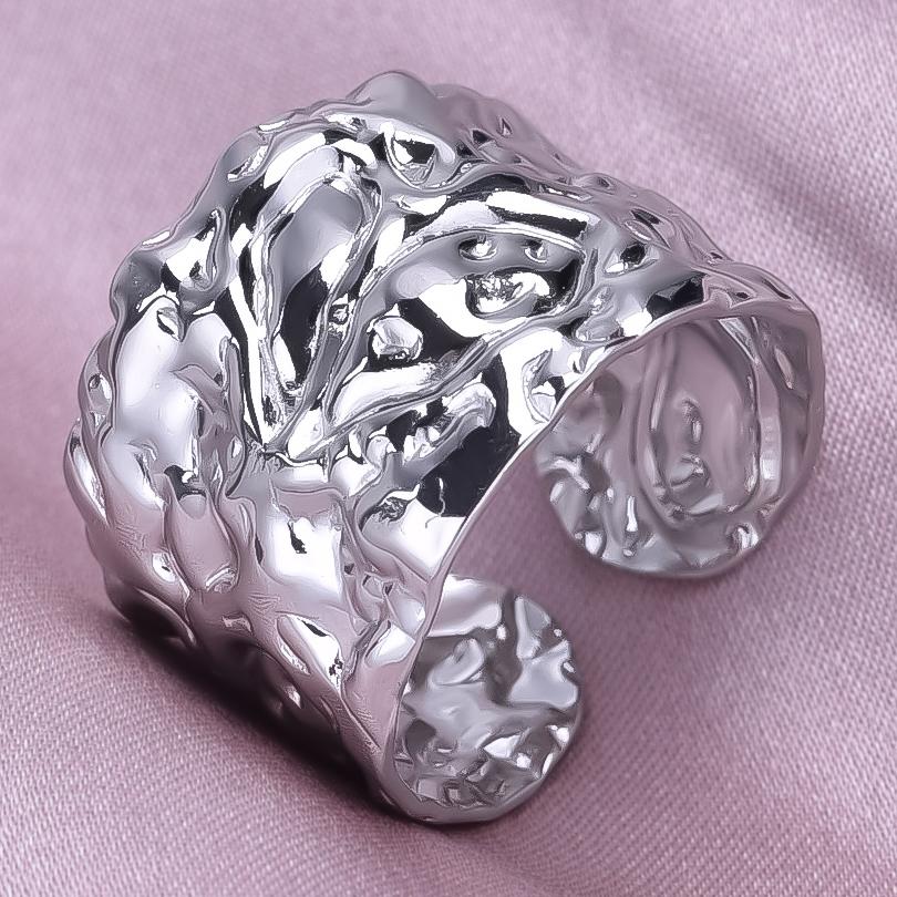 Chunky Unevenness Wide Ring Open Stainless Steel Rings For Women Men Accessories Indian Jewelry Vintage Finger Bague Femme Gift