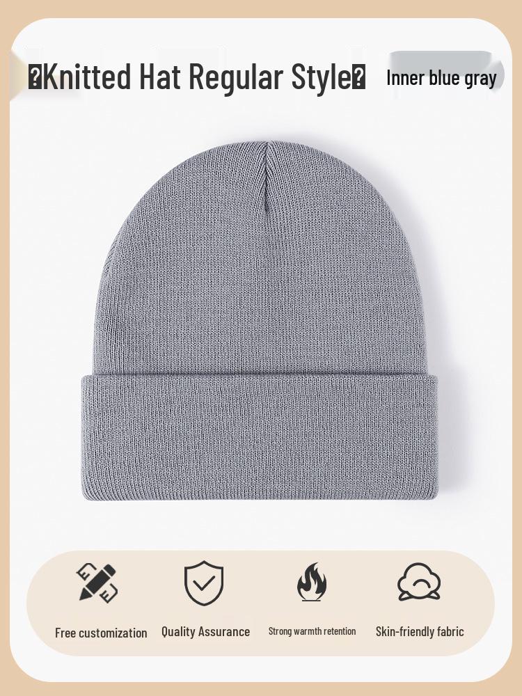 Benutzerdefinierte bestickte Herren- und Damen-Dicke Warme Strickmütze - Einfarbig, Herbst/Winter-Hut