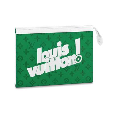 Pochette Voyage Fashion Canvas With Leather Toiletry Bag Clutch Medium Men Bags Green M80803