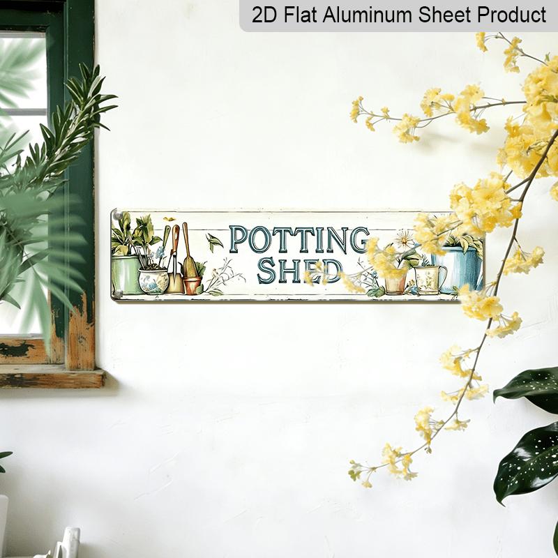 2D Flat Vintage "POTTING SHED" Metal Sign, Rustic Garden Wall Decor, 15.7×3.94" Outdoor Porch Decor & Gift