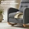 Upholstered Rocking Chair Retractable Footrest Rocker Chair High Back for Living Room Grey
