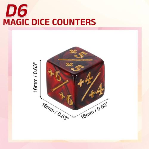 Uxcell 12-Piece Magic Dice Counter Acrylic D6 Life Token Dice Set with Standard Card Game Accessory Pouch, Red & Black