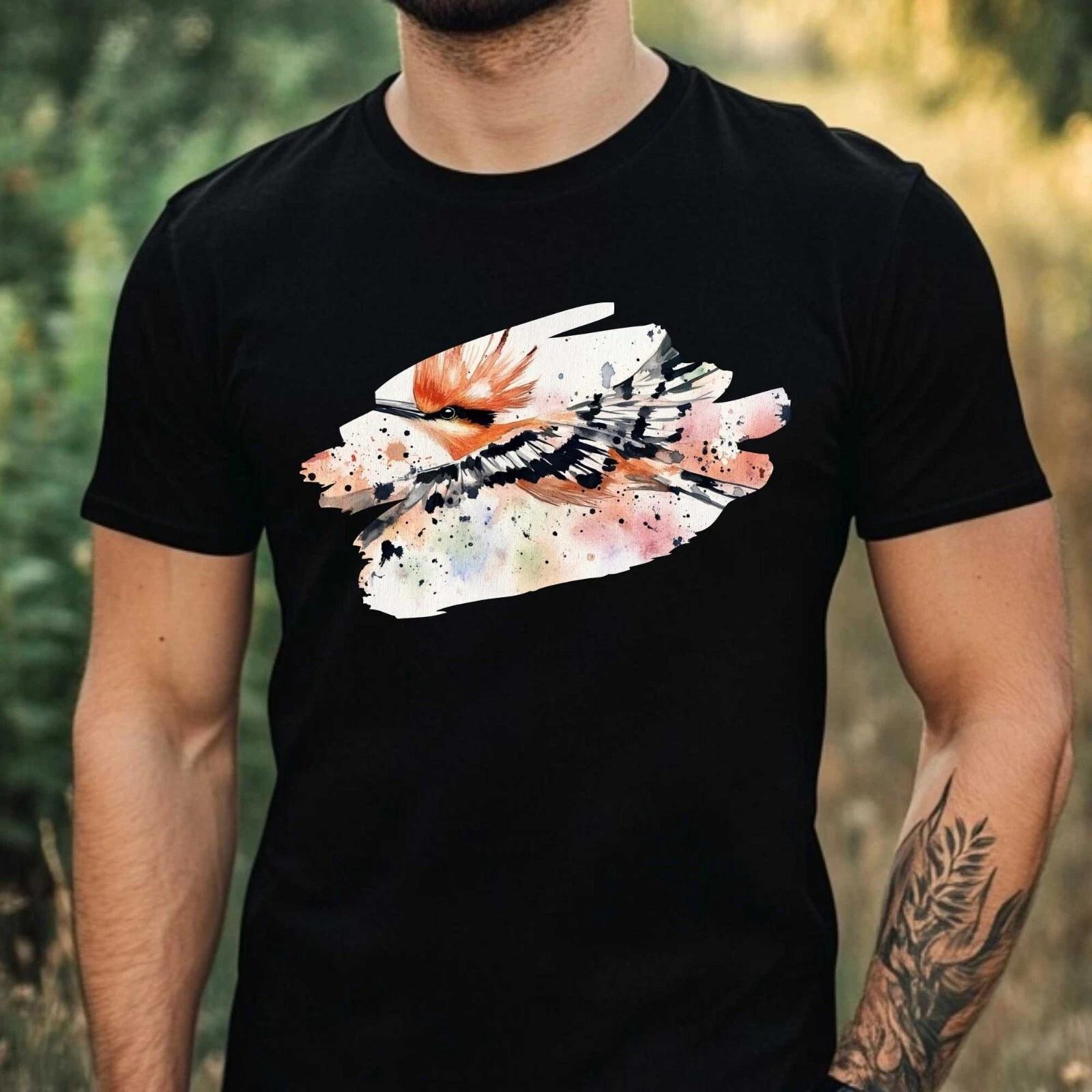 T-Shirt Herren Aquarell Vogel Motiv Baumwolle Größe XS bis 5XL L