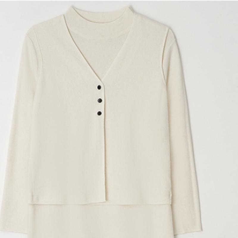 Senbi Seasonal Knit Setup Turtleneck Dress + Vest Set 2pcs