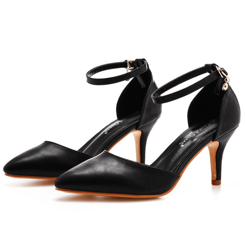 Plus Size Shoes for Women Summer Fashion PU Comfortable Buckle Strap Pointed Toe Sandals Party Evening Wedding Sandalias Mujer