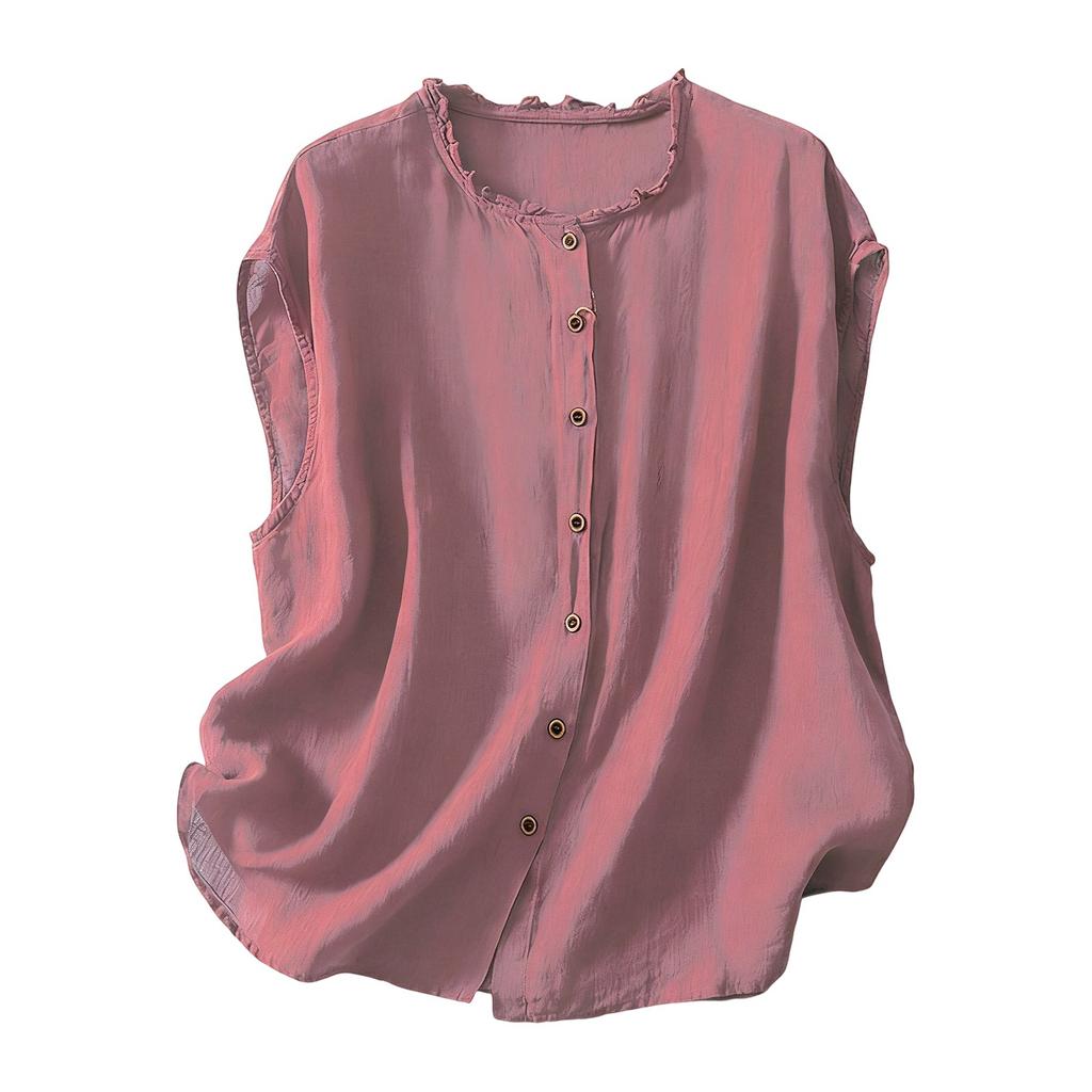 Women's Vintage Cotton And Linen Casual Loose Button-up Vest Top