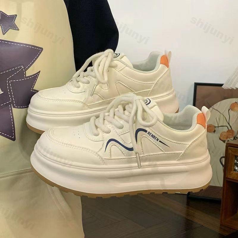2026 new spring autumn women's casual shoes Height increase non slip platforms sneakers comfortable cross tied vulcanized shoes
