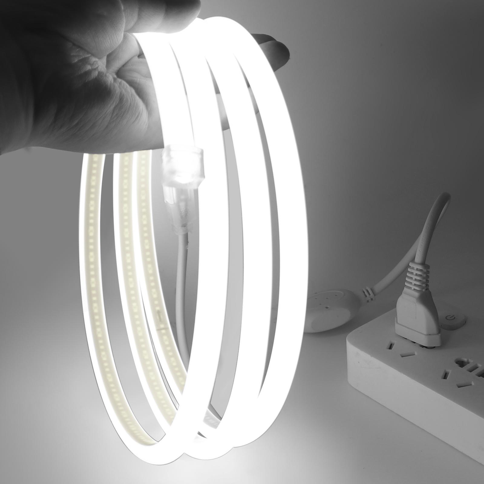 

AC 220V 270 Degree Light COB Strip 288Leds/M IP65 Waterproof Milky White Flexible Ribbon Rope Tape LED Neon Light EU Plug AC 220V&0.5m белый