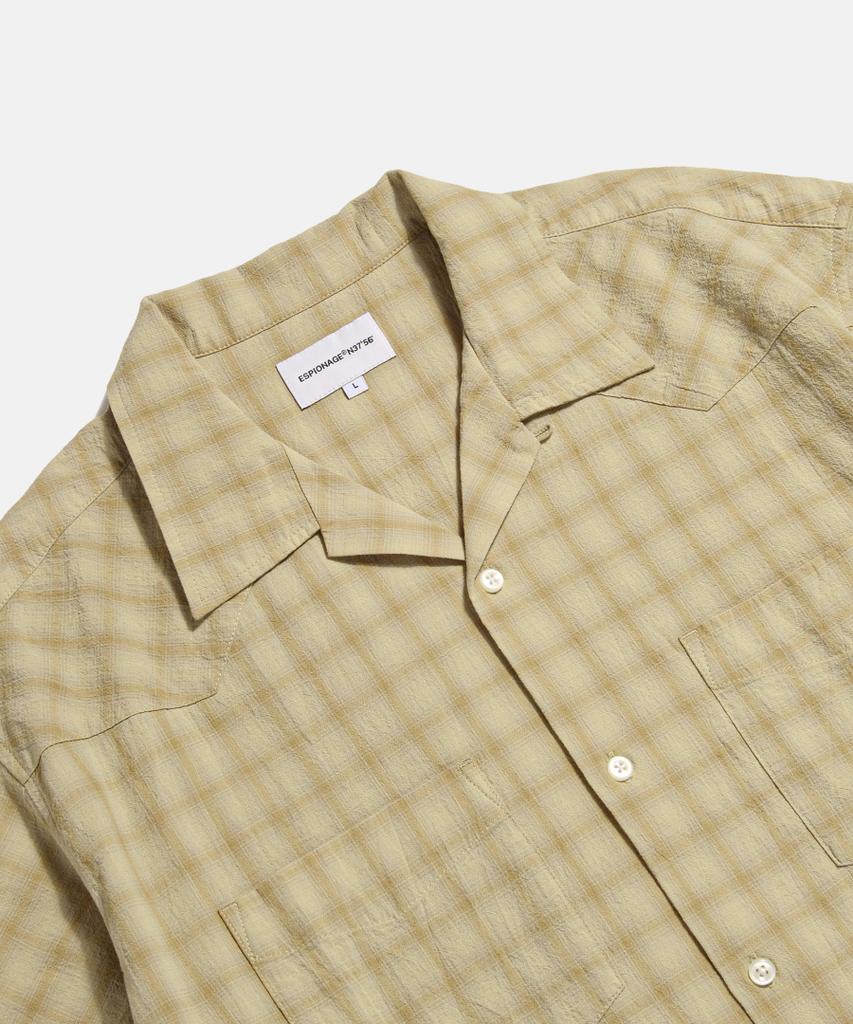 ESPIONAGE Textured Check Western S/S Shirt Beige