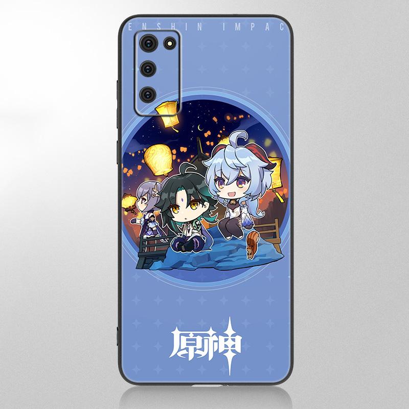 

Милый чехол Genshin Impact для Samsung Galaxy A12 A02S A22 A32 A52 A72 A71 A51 A41 A31 A21 A11 A50 A70 A10S A20S, черный мягкий чехол Samsung A41