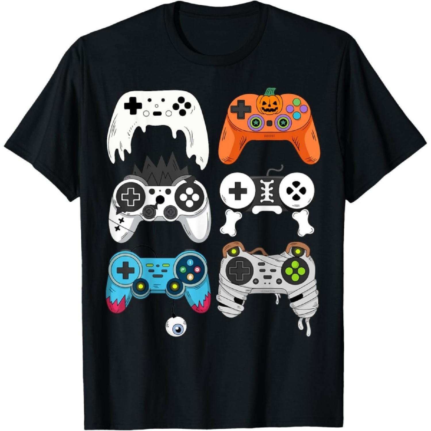 Хэллоуин Скелет Зомби Игровые контроллеры Мумия Мальчики Дети Футболка XXXXXL чёрный