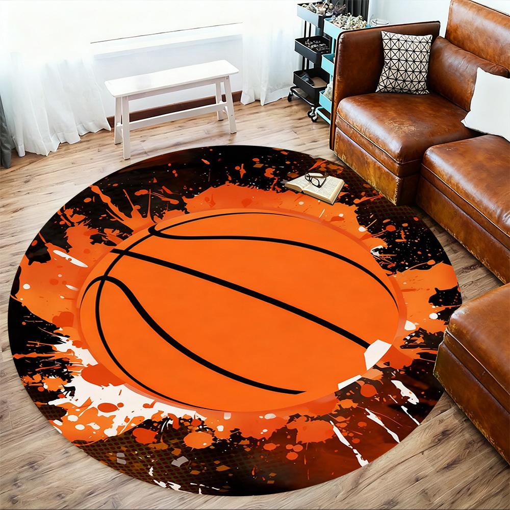 1PC Basketball Splash Round Chair mat Area Rug - Non-Slip, Floor Mat for Office, Bedroom, and Indoor Decor -Gift D1127215