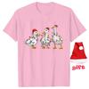 Funny Duck Christmas Print Tops Fashion Women Firends Xmas Party Tees Graphic Tops with Christmas Hats Female Clothing T-shirt