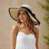 Wide Brim Straw Sun Hat Oversize Sun Protection Hat Foldable Weave Sun Cap  Summer