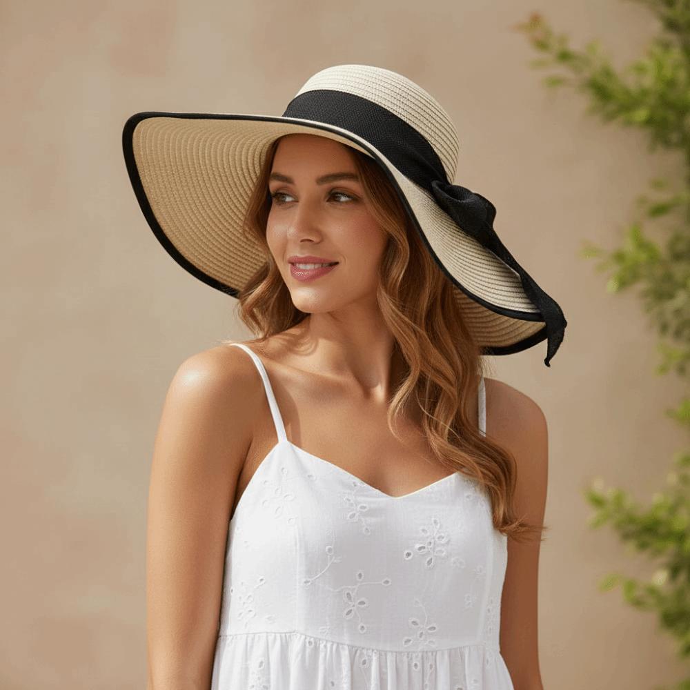 Wide Brim Straw Sun Hat Oversize Sun Protection Hat Foldable Weave Sun Cap  Summer