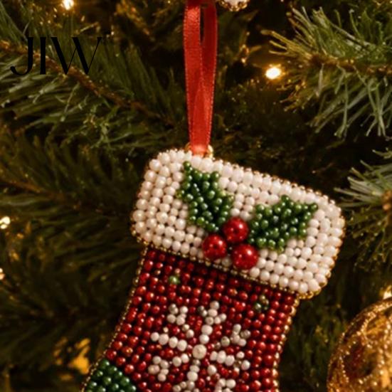 Beaded Christmas Decorations Bead Craft Kit, Ornament DIY Create Tree Snowflake Art Holiday Wreath Stocking, Festive Kit for Adults, Handmade