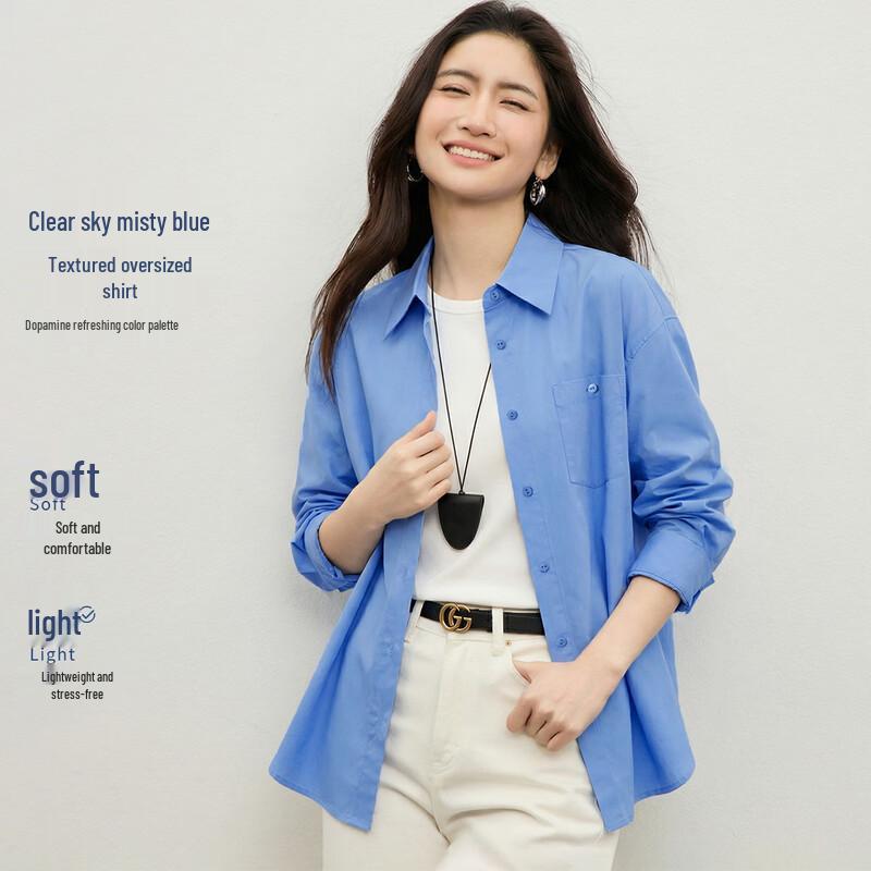 Hstyle Women s Klein Blue Versatile Lapel Shirt XL